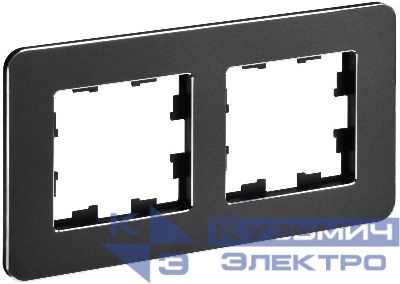 Рамка 2-м BRITE РУ-2-1-Бр метал. черн. RE IEK BR-M22-M-01-K02