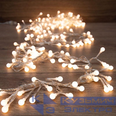 Гирлянда светодиодная "Мишура LED" 3м 288LED тепл. бел. 18Вт 220-240В IP20 провод ПВХ прозр. Neon-Night 303-606