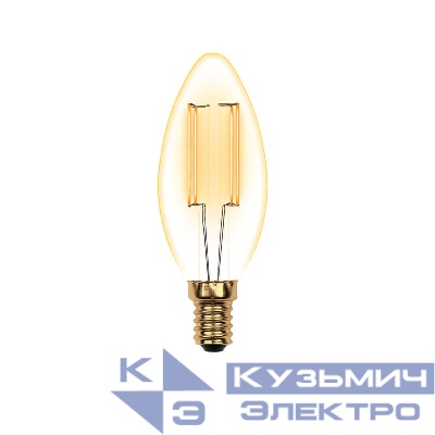 Лампа светодиодная LED-C35-5W/GOLDEN/E14 GLV21GO Vintage форма "свеча" зол. колба упак. картон Uniel UL-00002396