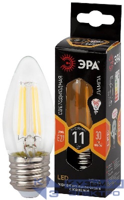 Лампа светодиодная филаментная F-LED B35-11w-827-E27 B35 11Вт свеча E27 тепл. бел. ЭРА Б0046986