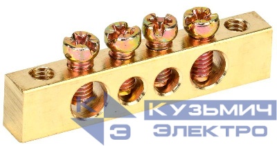 Шина PEN "земля-ноль" 6х9мм 4/2 (4группы/крепеж по краям) IEK YNN11-04-100