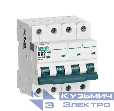 Выключатель автоматический модульный 4п C 32А 10кА ВА-105 DEKraft 13192DEK