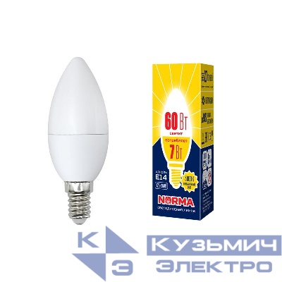 Лампа светодиодная LED-C37-7W/WW/E14/FR/NR Norma 7Вт матовая E14 (упак. картон) Volpe UL-00003796