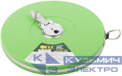 Рулетка 50м фибергласовая лента корпус пластик. зел. FIT 17600