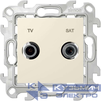 Розетка телевизионная одиночная TV/SAT СП Simon 24 IP20 механизм сл. кость Simon 2410487-031