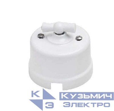 Выключатель поворотный 2-кл. ОП Лизетта 10А IP20 ретро 4 полож. керамика бел. Bironi B1-202-01