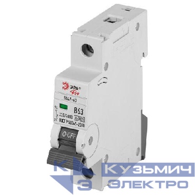 Выключатель автоматический 1п B 63А 4.5кА ВА47-63 PRO ЭРА Б0059376