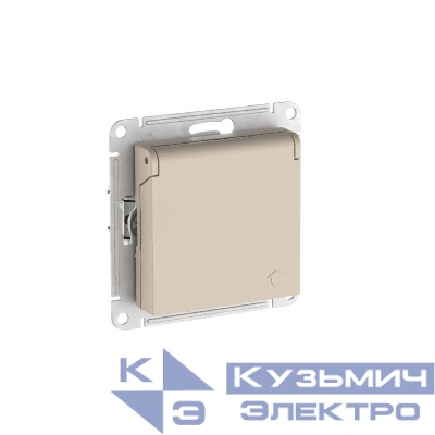 Розетка AtlasDesign 16А IP20 с заземл. защ. шторки с крышкой быстрозажим. клем. механизм песочн. SE ATN001246S