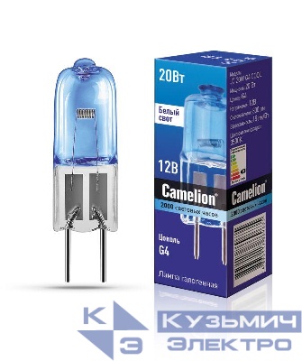 Лампа галогенная JC 20Вт 12В g4 COOL Camelion 11465