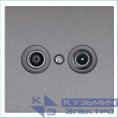 Розетка телевизионная оконечная TV + FM 2-м СП FD Ф9.5мм с накладкой механизм никель Jasmart FD6204NI