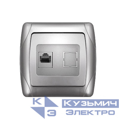 Розетка компьютерная 1-м СП Маргарита RJ45 серебр. UNIVersal М0035-S