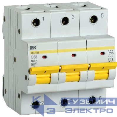 Выключатель автоматический модульный 3п D 63А 15кА ВА47-150 KARAT IEK MVA50-3-063-D