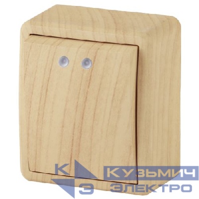 Выключатель 1-кл. ОП Эра Эксперт 10А IP20 11-1202-11 250В 10AX с подсветкой сосна Эра Б0020659