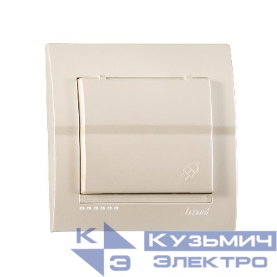 Розетка 1-м СП Deriy с заземл. с защ. крышкой бакелит жемчуж./бел. перламутр. LEZARD 702-3030-123B