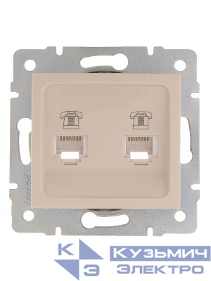 Розетка телефонная 2-м СП Karina RJ11 механизм крем. LEZARD 707-0388-138