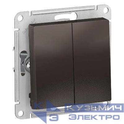 Выключатель 2-кл. СП AtlasDesign 10А IP20 (сх. 5) 10AX механизм мокко SE ATN000651