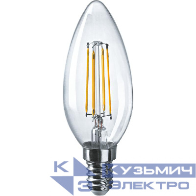 Лампа светодиодная филаментная 80 895 OLL-F-C35-10-230-4K-E14 10Вт свеча прозрачная 4000К нейтр. бел. E14 1000лм 220-240В ОНЛАЙТ 80895