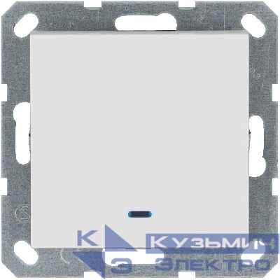 Переключатель проходной 1-кл. 10А IP20 с подсветкой механизм бел. глянцевый Jasmart G3012NW