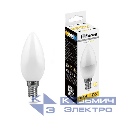 Лампа светодиодная LB-570 9Вт C37 свеча 2700К E14 230В FERON 25798