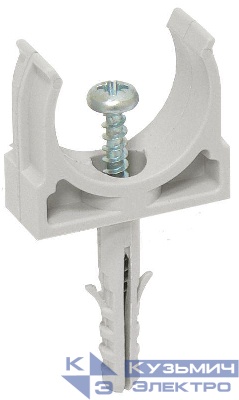 Держатель для труб (клипса) CT20 с защелкой и дюбелем IEK CTA10D-CT20-K41-100