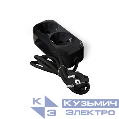 Удлинитель 2х2м с заземл. 16А IP20 Е-302 ПВС 3х1 АБС-пластик черн. UNIVersal 2175