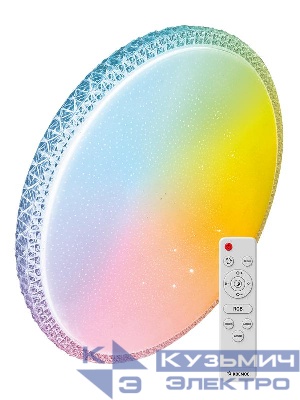 Светильник светодиодный PREMIUM MYSTERY RGB 75Вт 230В 3000-6500К 6000лм IP40 495х85мм настенно-потолочный управляемый с пультом ДУ с RGB подсветкой КОСМОС KSMystRGB75W