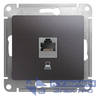 Розетка компьютерная 1-м Glossa RJ45 кат.5E механизм графит SE GSL001381K