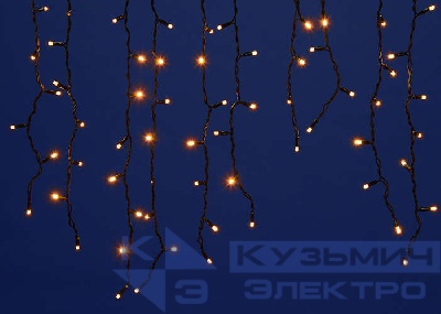 Гирлянда "Бахрома" светодиодная ULD-B3010-200/TBK WARM WHITE IP67 с эффектом мерцания Uniel UL-00003934