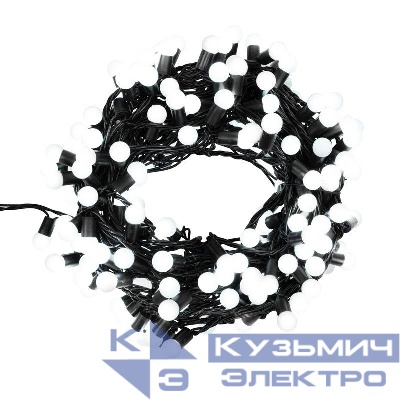 Гирлянда светодиодная "Мультишарики" 20м d17.5мм 200LED бел. 16Вт 220-240В IP65 проводПВХ черн. Neon-Night 303-505