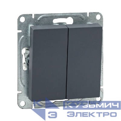 Выключатель кнопочный 2-кл. СП Эпика механизм графит EKF UP1-SWG-23