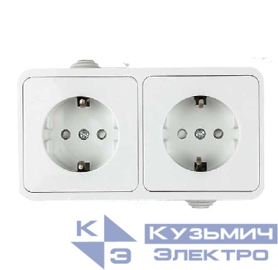 Розетка 2-м AQUA 3123 защ. шторки с заземл. п/герм бел. ASD / IN HOME 4690612003467