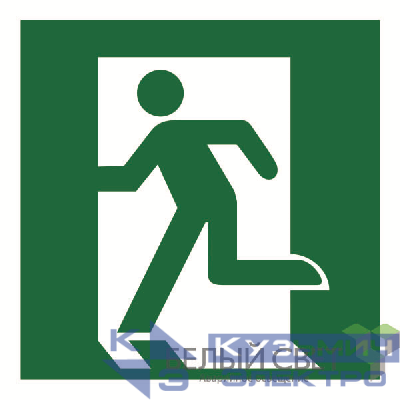 Знак безопасности BL-2020B.E01-01"Выход здесь (лев.)" Белый свет a21283
