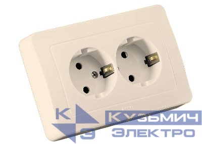 Розетка 2-м СП Мастер 16А IP20 250В с заземл. сл. кость HEGEL РС16-351-01