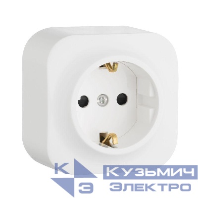 Розетка 1-м ОП Quteo 16А IP20 250В 2P+E с заземл. защ. шторки бел. IEK 782220