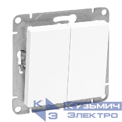 Выключатель кнопочный 2-кл. СП Эпика механизм бел. EKF UP1-SWW-23