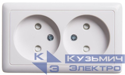 Розетка 2-м ОП Хит 16А IP20 без заземл. защ. шторки с изолир. пластиной бел. SE RA16-233I-B