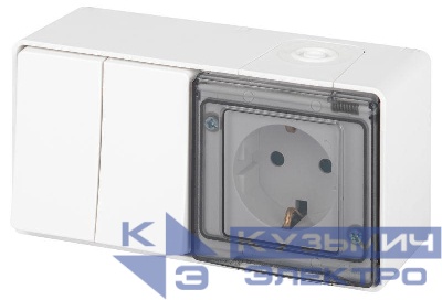 Блок розетка с выключателем Эксперт 11-7502-01 двойн. IP55 16A(10AX)-250В ОУ белый Эра Б0063270