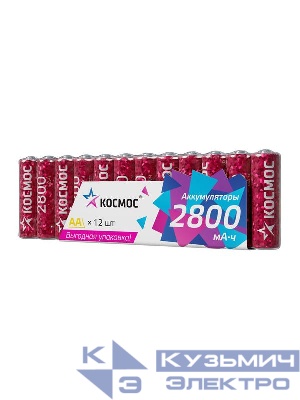 Аккумулятор HR6 2800мАч Ni-MH 12 в спайке КОСМОС KOCR6NIMH2800mAh12S