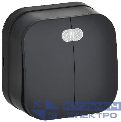 Выключатель 2-кл. ОП GLORY ВС20-2-1-ХЧм 10А с индикацией черн. матов. IEK EVH21-K02M-10