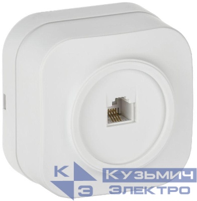 Розетка телефонная ОП RJ11 GLORY РТ20-ХБм бел. матов. IEK ETH10-K01M